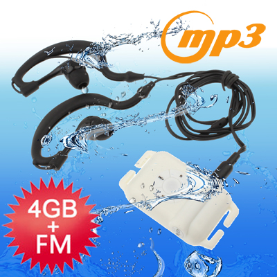 4GB Waterproof IPX8 MP3 Player with FM Radio function (White) - Click Image to Close